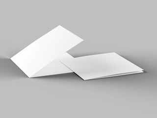 Brochure in square format folded to two - mockup. 3d illustration