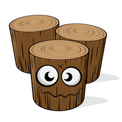 funny cartoon illustration of a wood log