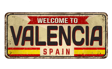 Welcome to Valencia vintage rusty metal sign