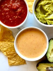 Chips and dips, viewed from above