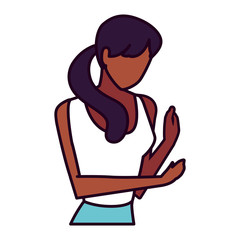 young woman on white background