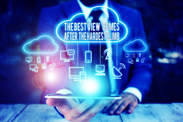 Conceptual hand writing showing The Best View Comes After The Hardest Climb. Concept meaning...