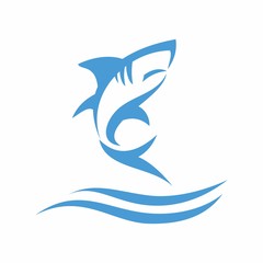 Shark fish logo design template vector illustration 