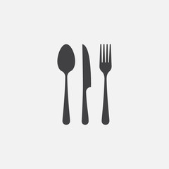 Spoon, Fork and Knife icon, Crossed symbol, restaurant Flat Vector illustration, Restaurant Symbol, cooking icon vector