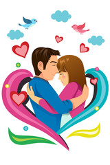 Happy Valentine Day Concept Couple Illustration