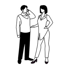 business couple standing on white background