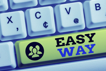 Word writing text Easy Way. Business photo showcasing making hard decision between two less and more effort method White pc keyboard with empty note paper above white background key copy space