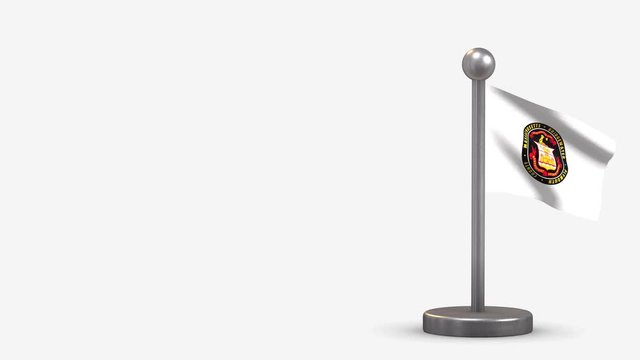 Bridgewater 3D waving flag animation on tiny flagpole.