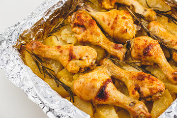 Chicken Legs Baked with Potatoes