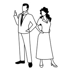 business couple standing on white background