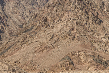 Natural texture of red rocks. Egypt, the Sinai Peninsula.