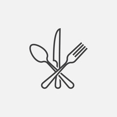 Spoon, Fork and Knife icon, Crossed symbol, restaurant Flat Vector illustration, Restaurant Symbol, cooking icon vector