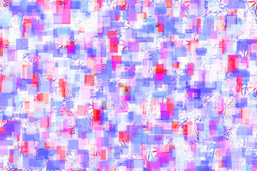 Abstract background from various rectangles and lines in blue and red colors.