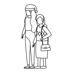 cute grandmother with daughter using christmas hat