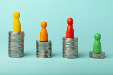 Competition of poor and rich for money, business success. Wealth and income.