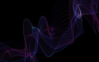 Dark abstract background with a glowing abstract waves