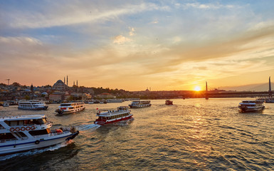 Fototapeta na wymiar Istanbul at a dramatic sunset