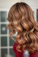 Naklejka premium Woman with elegant hairstyle in retro style rear view