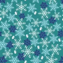 Christmas seamless pattern with snowman and snowflake. Perfect for wallpaper, wrapping paper.