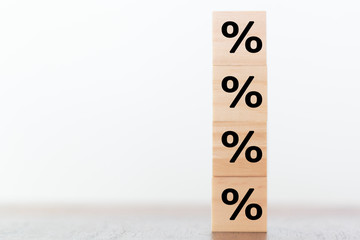 Percentage Sign on wooden cubes