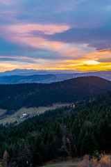 Mountains Tatry in the background at sunset