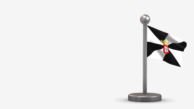 Ceuta 3D waving flag animation on tiny flagpole.