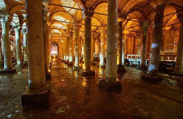 Fototapeta premium The Basilica Cistern - underground water reservoir build by Emperor Justinianus in 6th century, Istanbul