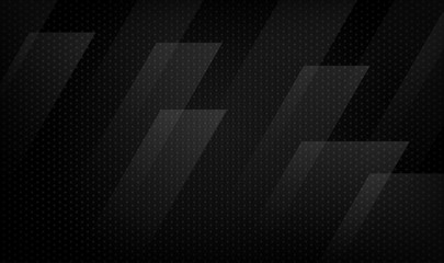 Black abstract geometric background with dots textured and diagonal lines. Modern shape concept.