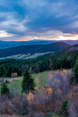 Plakat Mountains Tatry in the background at sunset