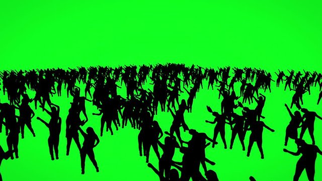 Silhouette Of Dancing People On Green Screen