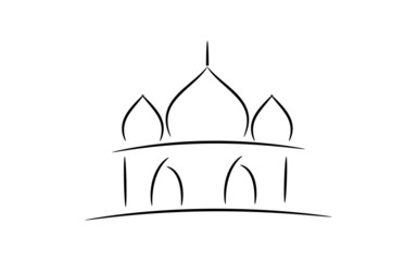 Simple masjid or mushola logo icon line art vector, suitable for poster, brochure, background, presentation and graphic design