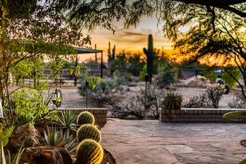 Poster Arizona Patio bij zonsondergang © Rhonda