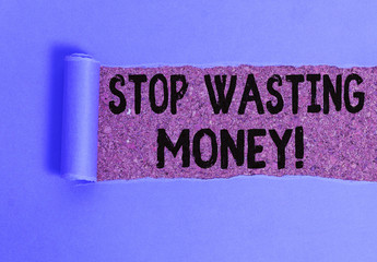 Conceptual hand writing showing Stop Wasting Money. Concept meaning advicing demonstrating or group...
