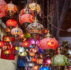 Turkish decorative lamps for sale on Grand Bazaar at Istanbul