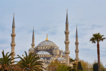 Fototapeta na wymiar Sultan Ahmed Mosque in Istanbul, Turkey in a beautiful summer day