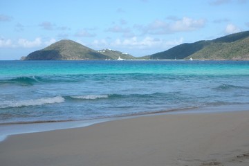 Fototapeta na wymiar Beautiful Azure blue water at Tortola Beach British Virgin Islands
