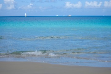 Fototapeta na wymiar Beautiful Azure blue water at Tortola Beach British Virgin Islands