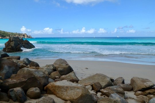 Beautiful Azure blue water at Tortola Beach British Virgin Islands © Mary Baratto