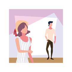 couple of people faceless standing