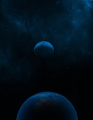 3d rendering: Alien planet and stars from the space