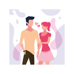 couple of people in love, man and woman embracing each other affectionately