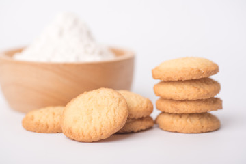 Butter cookies placed on a white background