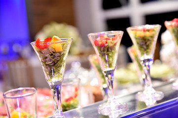 finger food small jars with food, individual