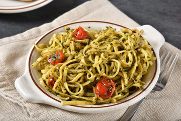 Gourmet basil pesto linguine