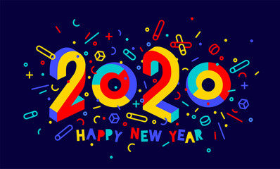 2020, Happy New Year. Greeting card Happy New Year 2020
