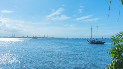 Fototapeta premium A boat on the Guanabara Bay