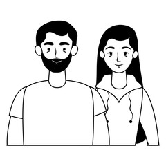 young lovers couple avatars characters