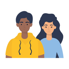 young interracial couple avatars characters