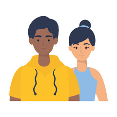 Obraz premium young interracial couple avatars characters