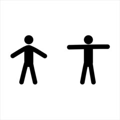 icon man stands, pictograms,  position of standing people, stick figure human silhouette